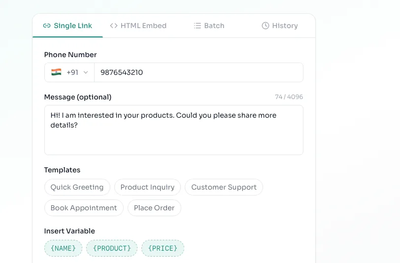 WhatsApp link generator: Write an engaging pre-filled message